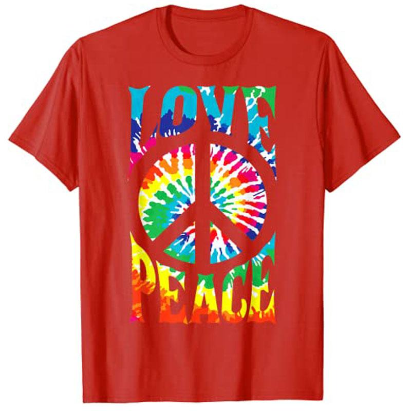 Peace Sign Love 60S 70S Tie Dye Hippie Costume TShirt Graphic Tee Shirts for Women S