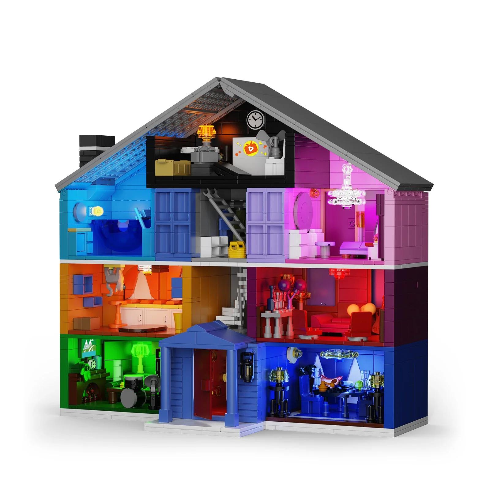 

Набор строительных блоков BuildMOC Дом Таинственная ложа Розовый дворец Модель Игрушки Рождественский подарок на День святого Валентина (1426 шт.)