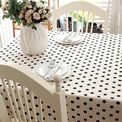 Polyester-Cotton Modern Simple Color Bottom Black Polka Dot Five-Star Rectangular Tablecloth Coffee Table Tablecloth Dining Table Cloth