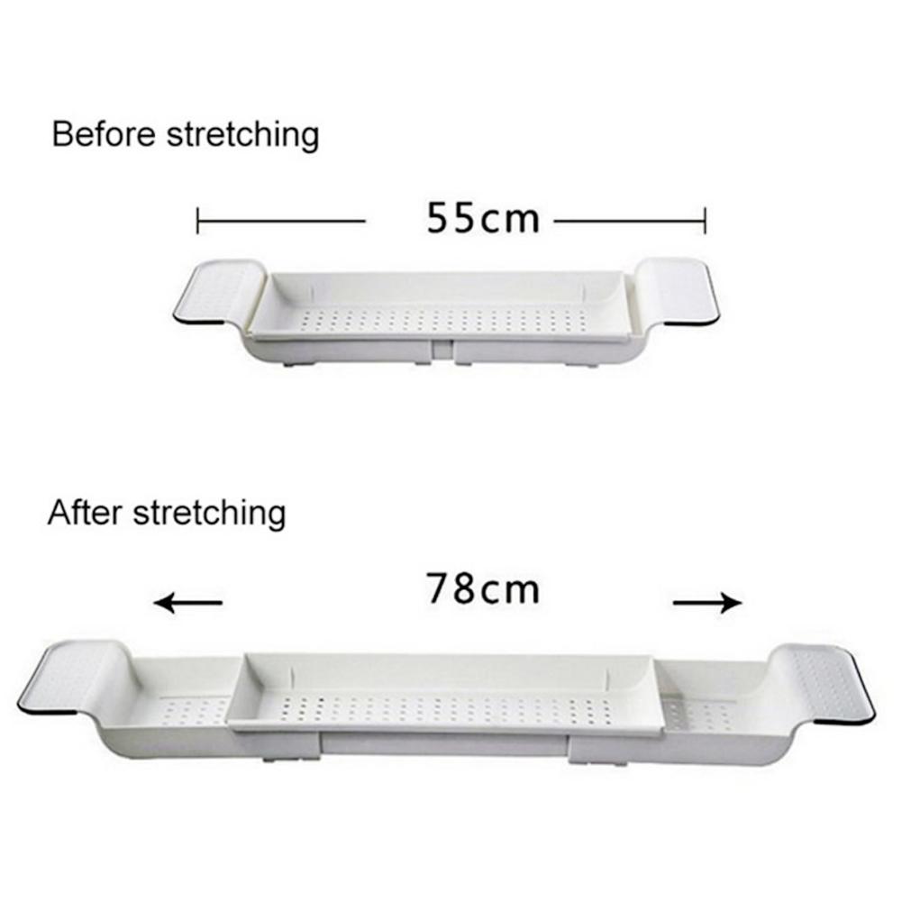 Extendable Bathtub Tray Caddy,Plastic Bathtub Storage Shelf for Shampoo,Books Drinks,Kitchen Dish Drying Rack,Kitchen Bathroom Accessory,White/Black