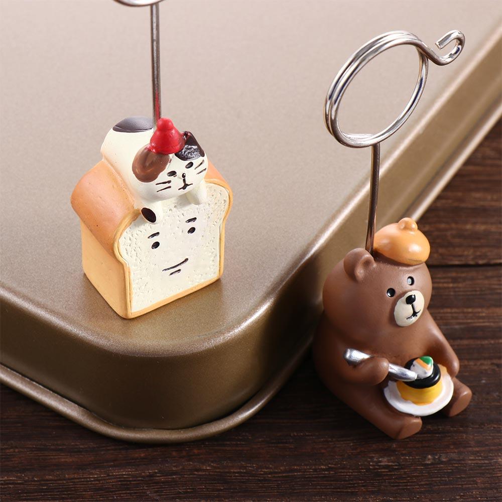 Creative Kawaii Stationery Resin Folder Clip Memo Clip Photo Card Stand Bread Cat Memo Holder