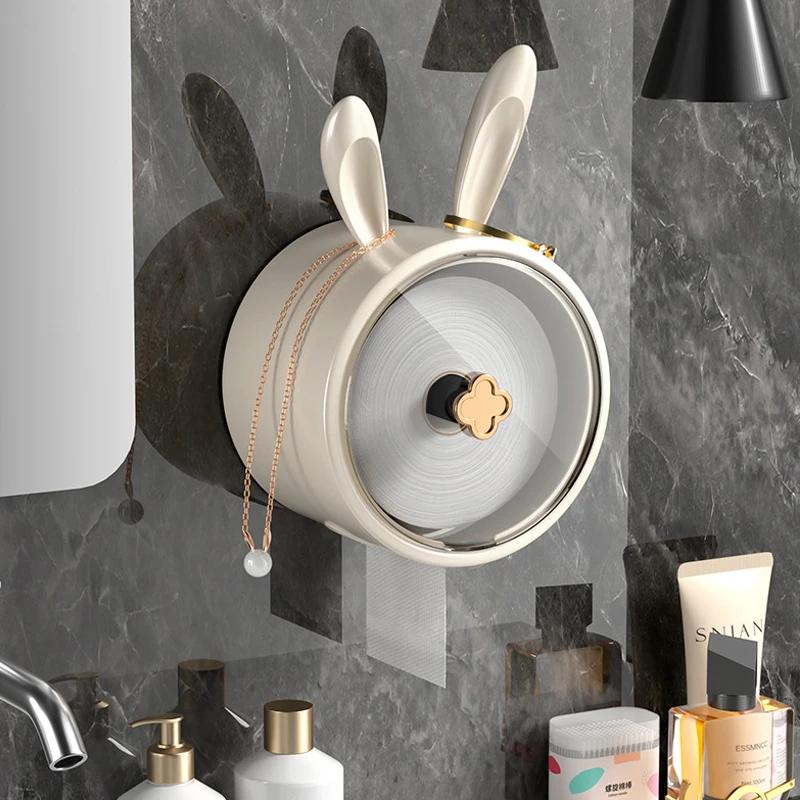 Creative Rabbit Punch Storage Box Free Tissue Dispenser Wall Mounted Household Toilet Paper Holder Bathroom Face Towel Box