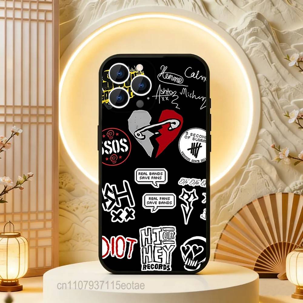5 S-Seconds of S-Summers 5SOS Phone Case For iPhone 17,16,15,14,13,12,11,Pro,Max,Plus,E,Air,Mini Protective Black Cover