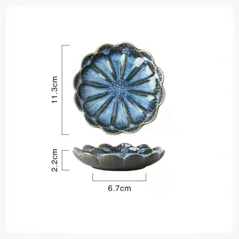 Keramický talíř Retro Kiln Glaze Japonská omáčka Víceúčelový úložný tác Mini namáčení Sashimi Sushi Sójové misky Domácí svačinový talíř