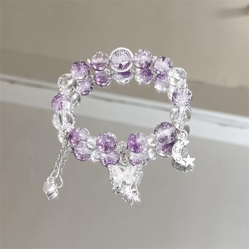 Handgefertigtes Perlenarmband für Damen Elegantes Schmetterlings-Quasten-Anhänger-Accessoire für Geburtstagsgeschenk