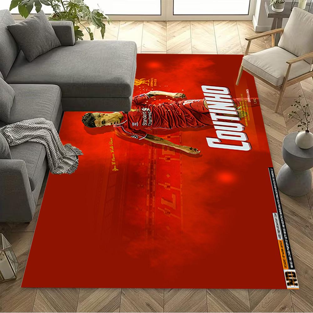 Blue Energy Soccer Player Floor Mat Design for Balcony Living Rooms Game Room Entryway Anti-slip Rug Decorate Offices