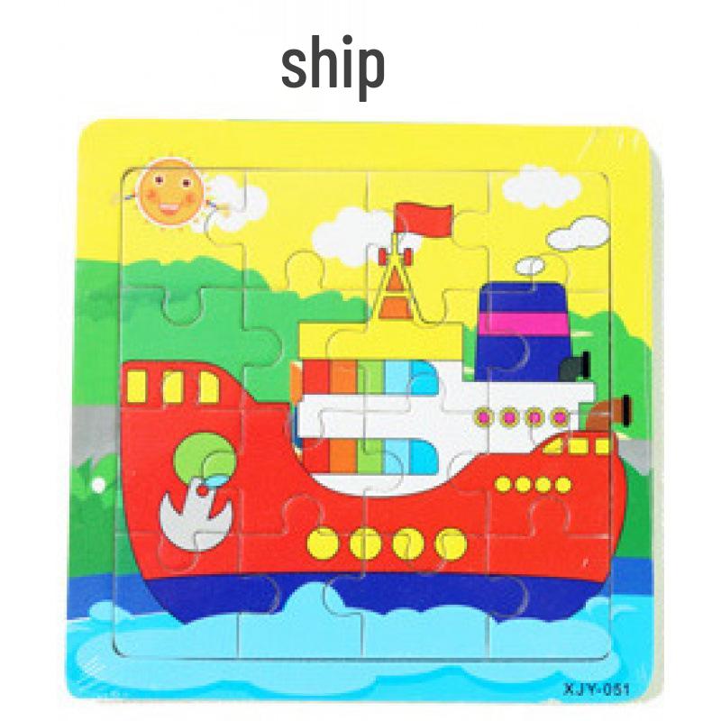16-Piece Wooden 3D Puzzle Educational Toy for Infants & Toddlers Aged 6 Months to 3 Years, Boys & Girls