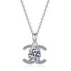 C Letter Moissanite Pendant Necklace Women Men Sterling Chain Elegant Minimalist Jewelry Office Daily