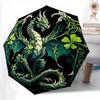 1pc Green Clover Dragon Pattern Automatic Umbrella is Fashionable and Good-Looking,  Suitable for Travel and Daily UseC074