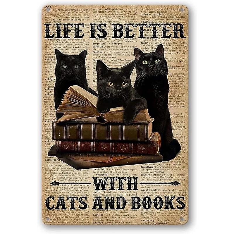 Funny Cat Decor Metal Tin Signs I Do What I Want  Cute Cat Funny Metal Posters Wall Art Decor Signs for Bathroom, Garden, Home