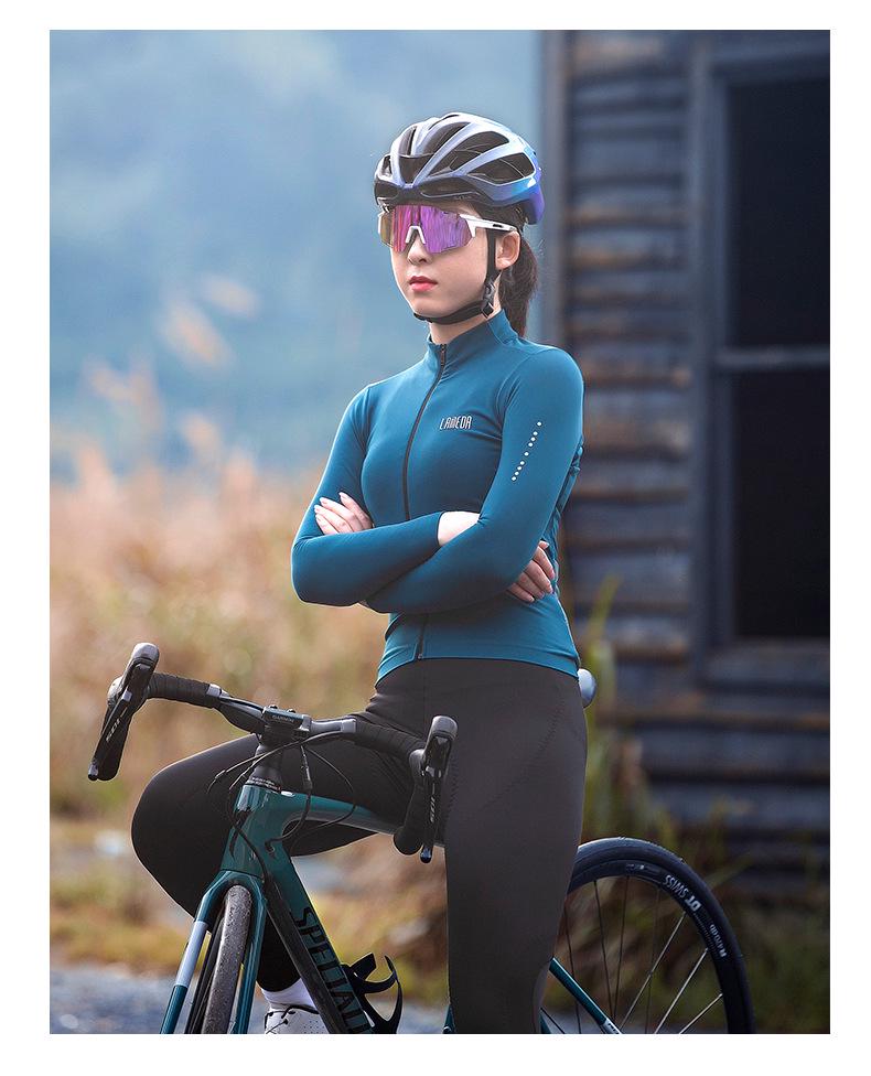 Lampaida Unisex Autumn/Winter Fleece Cycling Jersey – Long-Sleeved Road Bike Apparel