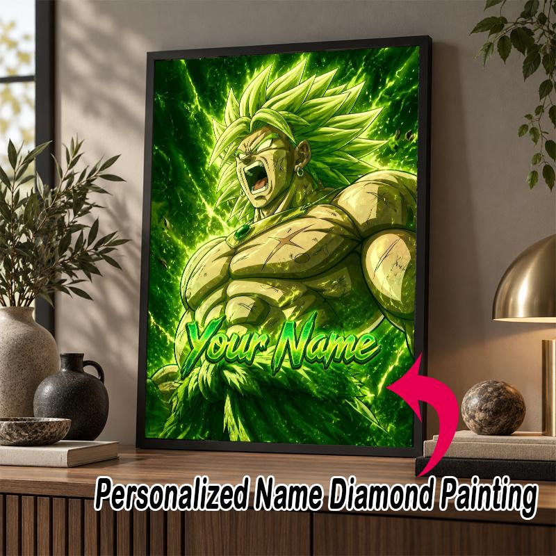 Personalized Broly Diamond Art Custom Name 5D Diamond Painting Full Drill DIY Craft