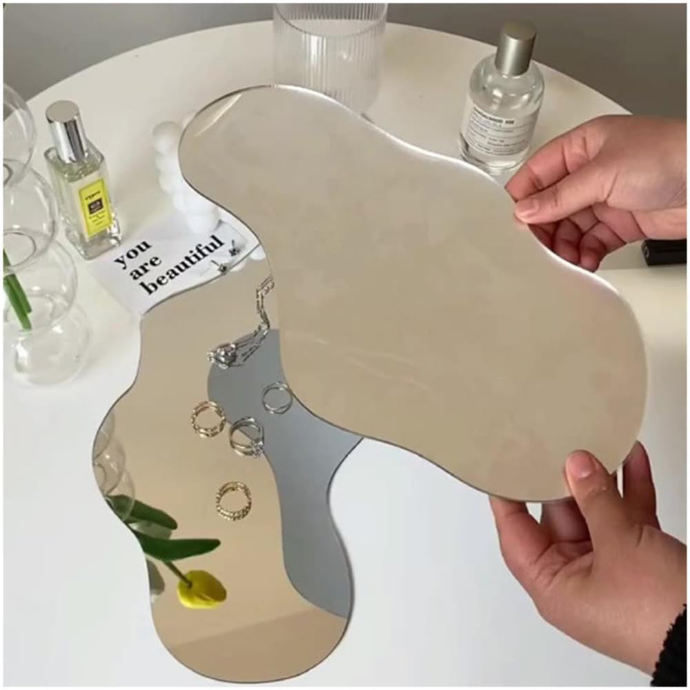 Qiix Acrylic Mirror Reflection Board Round Mirror Wave Shape Display Photography Props Accessory Display Set of 5