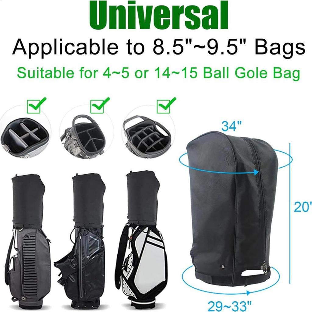 Golf Bag Rain Hood Waterproof Dust Cover with Zipper & Buckle Portable Club Protector for Golfbags/Carry Cart Golf Accessories