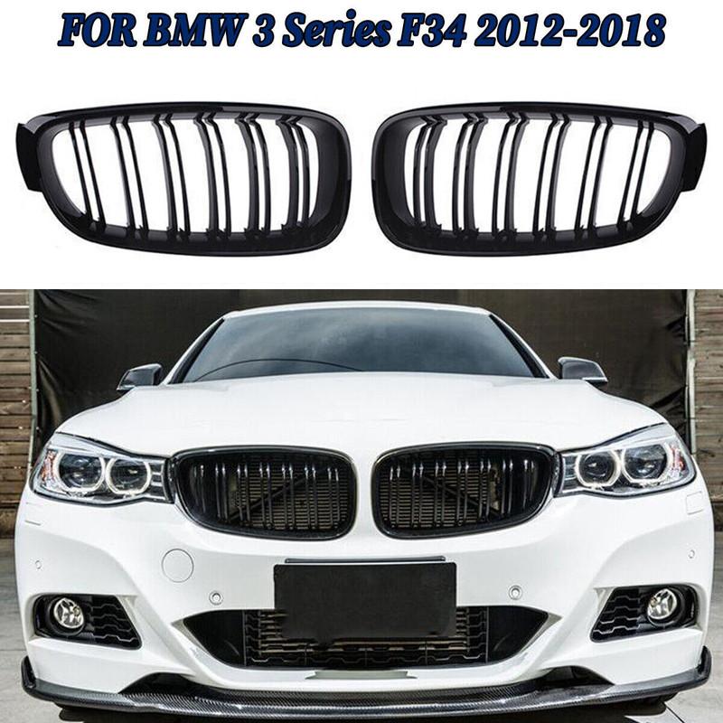 

Пара решетки радиатора двойные ребра (Kidney Grille) для переднего бампера BMW 3 серии GT F34 2012- Глянцево-черная передняя решетка Аксессуары для автомобиля