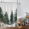1Pc Pine Forest Print Waterproof Shower Curtain Bathroom Partition Door Curtain Privacy Protection With 12 Hooks Multiple Sizes