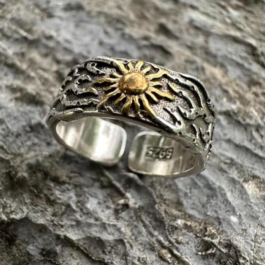 JWM Men's Rings Silver Plated Brass Ring for Men Women Adjustable Open Rings, Exquisite Packaging