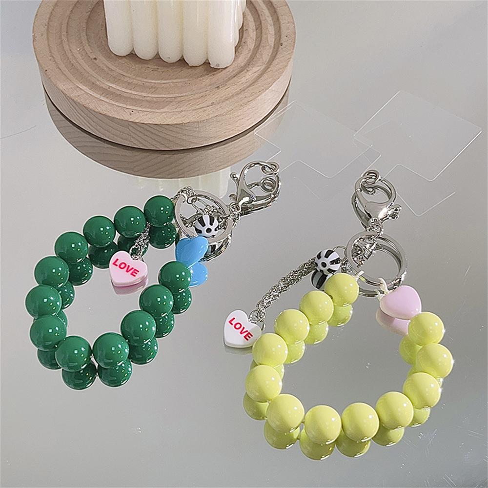 Y2k Korean Cute Love Heart Beaded Colorful Phone Bracelet For iPhone Accessories Anti-Lost Chain Lanyard Hanging Cord Sweet Gift