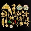 5pcs Golden Charm No Fade Pins Star Moon Fish Stainless Steel Pendants For Jewelry Making Supplies Assorted Metal Charm Findings