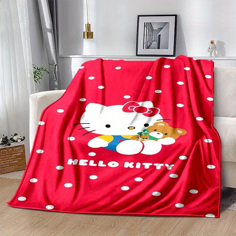1pc. Hello Kitty Red Polka Dot Blanket - Perfect for Home, Office, Outdoor Use, Gift Idea, Suitable for Al