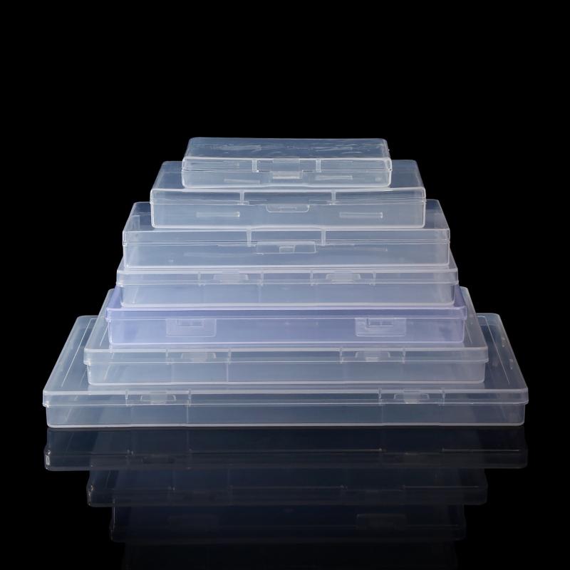 1Pcs Transparent Rectangular Plastic Box, Dustproof Storage Case, Sturdy Jewelry Nail Art Rhinestones Container