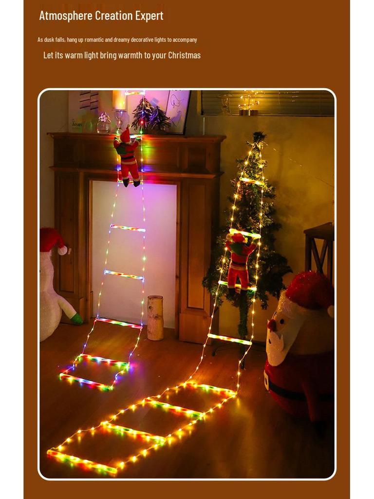 New Christmas LED Climbing Santa Ladder Lights - Festive Outdoor Tree & Atmosphere Decor
