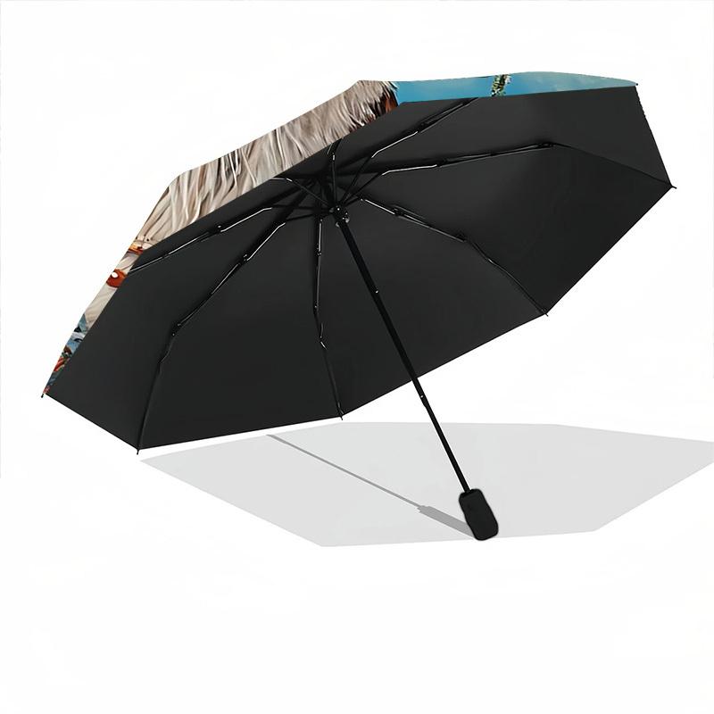 1pc Alpaca Art Print Automatic Umbrella - Automatic Opening And Closing, Sturdy Iron Frame, Portable Folding Design yy251018214