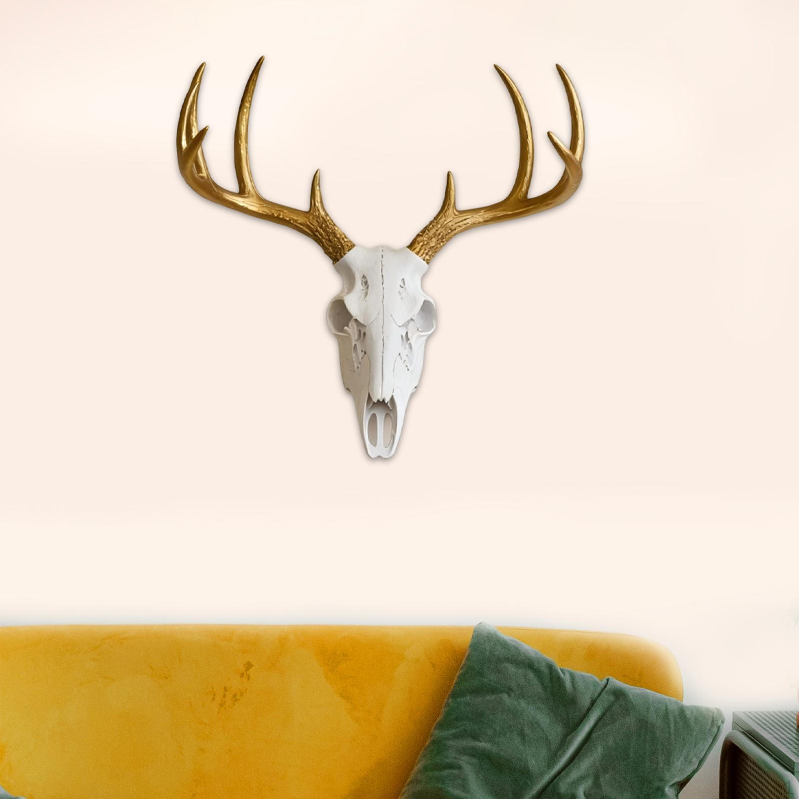 

Deer Head Wall Decor, Animal Figurine Decorative Rustic Resin Statue Sculpture for