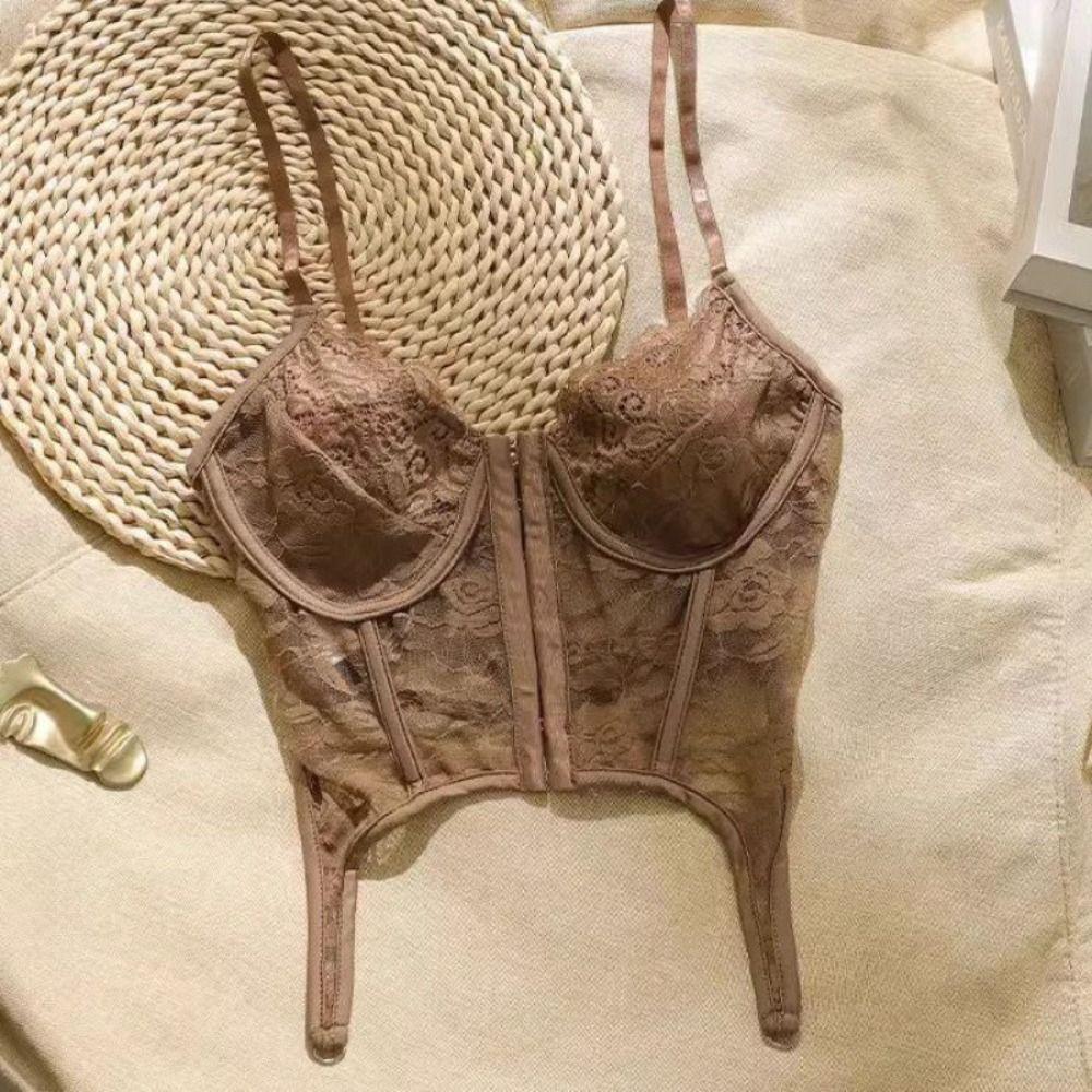 Slim Fit Sexy Lace Corset Top Push Up Hollow Suspender Vest Streetwear Floral Lace Camisole  Girl