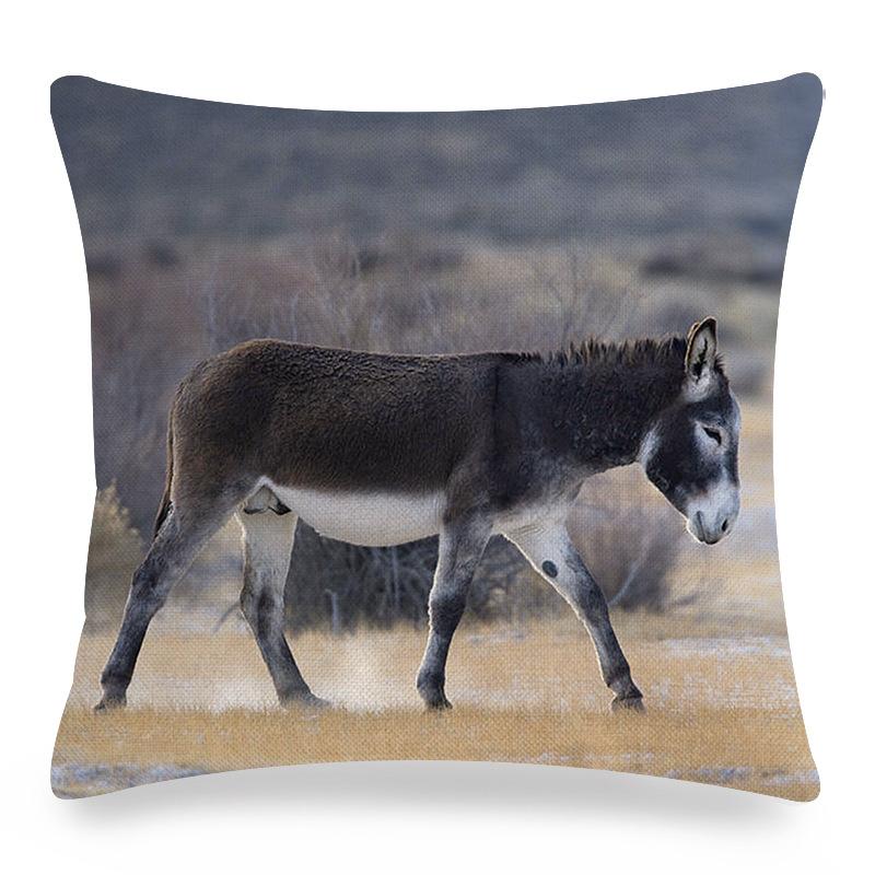 Home Decor Donkey Art: Various Scenes and Portraits Pattern Cushion Cover Suitable for Sofa Bedroom Car Pillow Cover