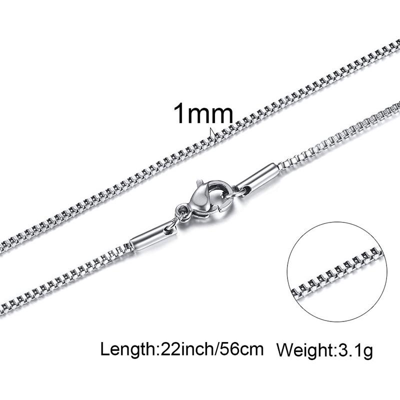 1/2/3mm Box Chain Necklaces for Men Women,Delicate Square Stainless Steel Chains Links Collars,Jewelry Gift 18To24 Inch