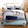 Nautical Pirate Duvet Cover Set Sailboat Theme Bedding Set Palm Tree Island Treasure Hawaiian Beach Cartoon Comforter Cover Full