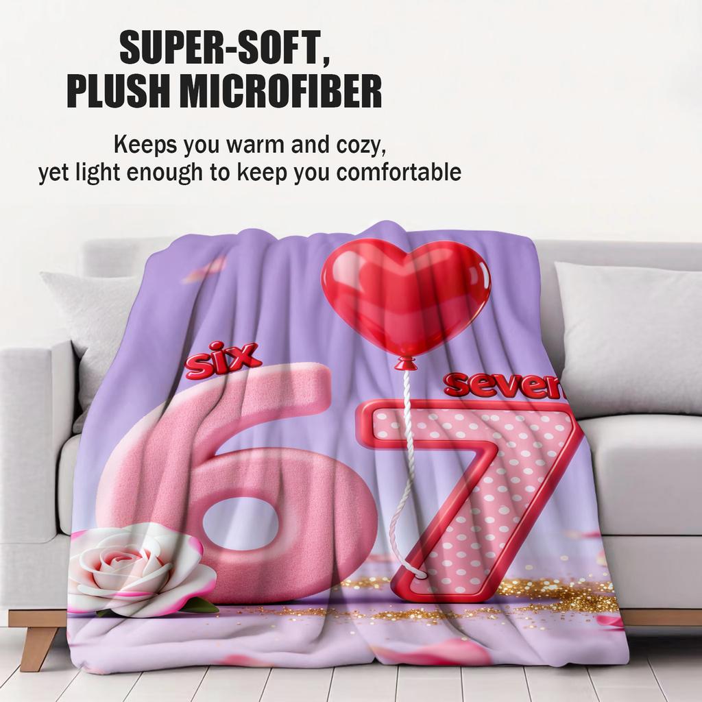 67 Six Seven Romantic Plush Blanket Printed Flannel Blanket Soft Cozy Fluffy Sofa Bed Travel Camp Office Valentines Day Gift