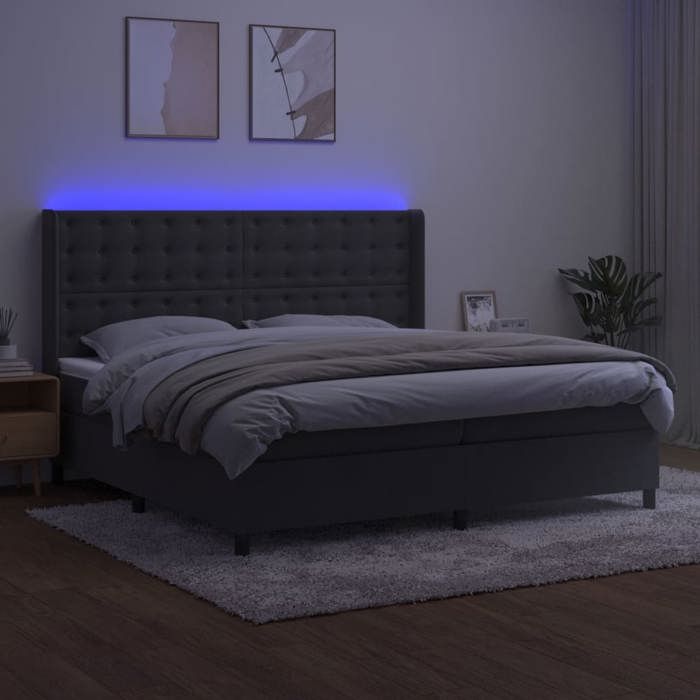 Maison Exclusive - Sommier à lattes de lit matelas et LED Gris foncé 200x200 cm