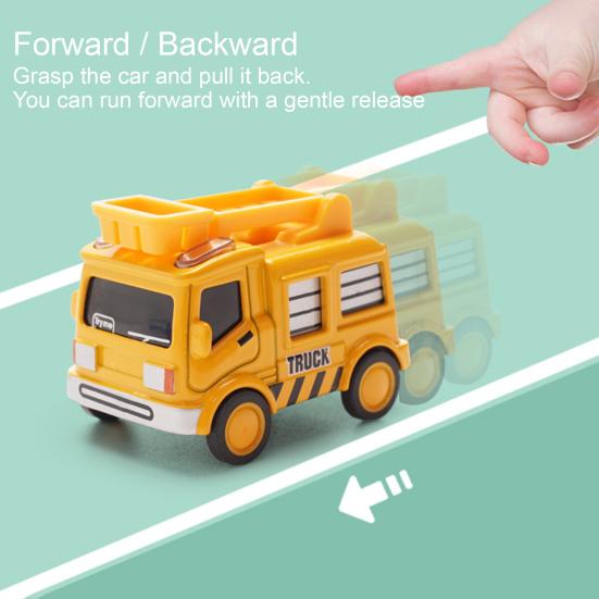 2-in-1 Mini Cartoon Car Analog Electronic Watch Ambulance City Truck Engineering Car Interactive Toy Lovely Children Mini Car Pull Back Toy