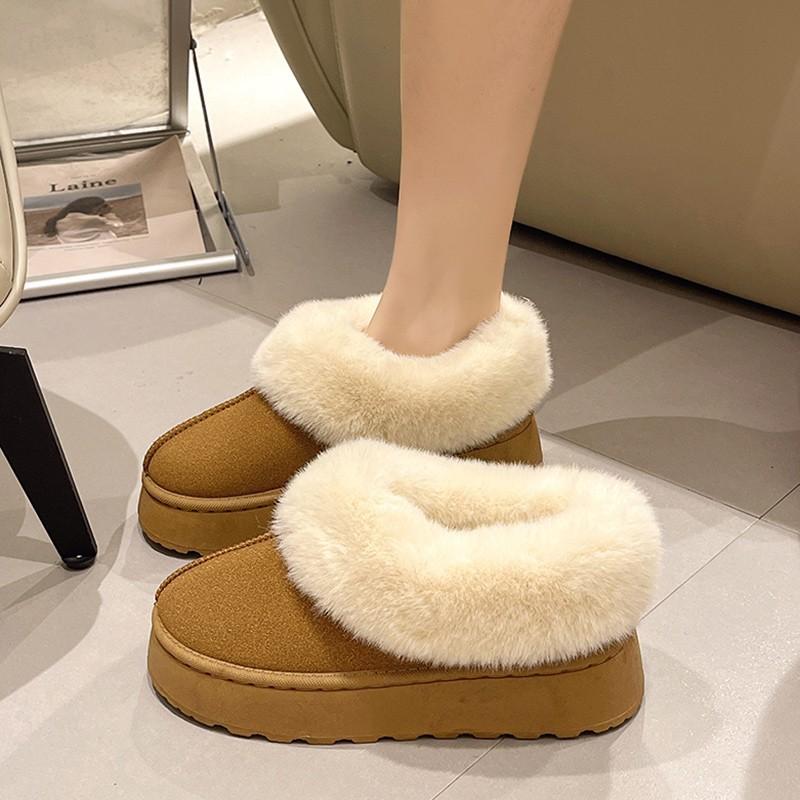 Mao Mao Snow Boots Women's Winter Velvet Thickened Fur Integrated Short Boots Thick Sole One Pedal Pregnant Women Warm Bread Cotton Shoes