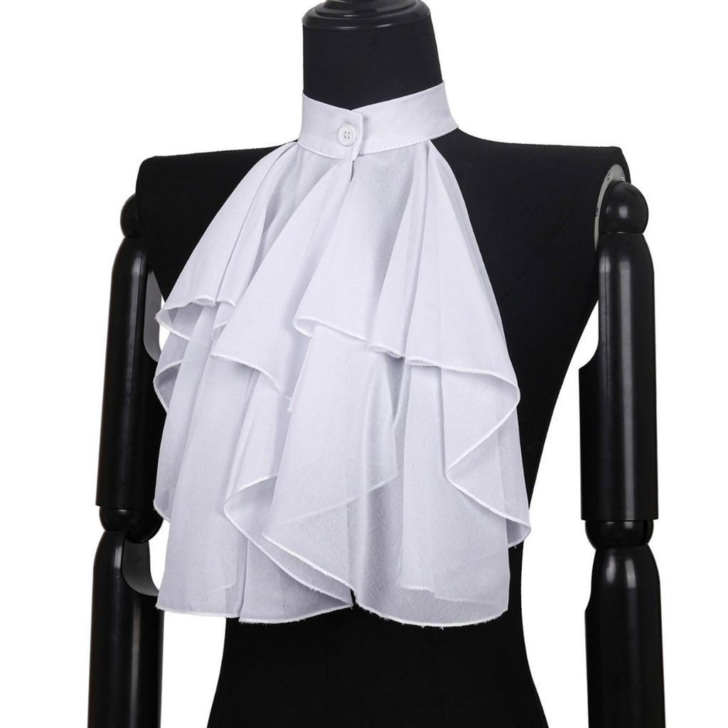 Medieval Renaissance Ruffle Jabot Faux Collar Chiffon Fabric Elegant Vintage Style Neckwear for Costume and Party Wear
