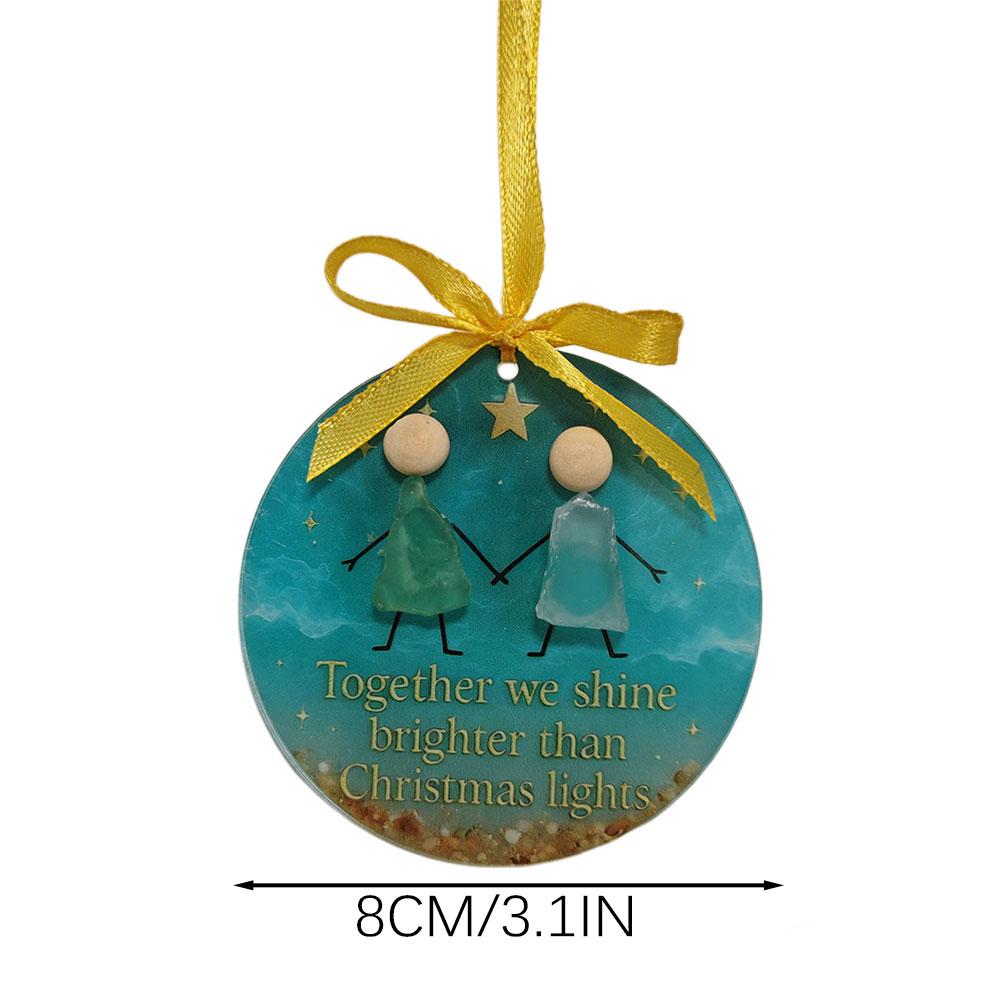Glass Hanging Round Sign Time-less Friendships Keepsake For Christmas Tree Decoration