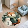 Cute Fox,Round Area Rug,Carpet Rug for Living Room Bedroom Sofa Playroom Decor,Non-slip Floor Mat