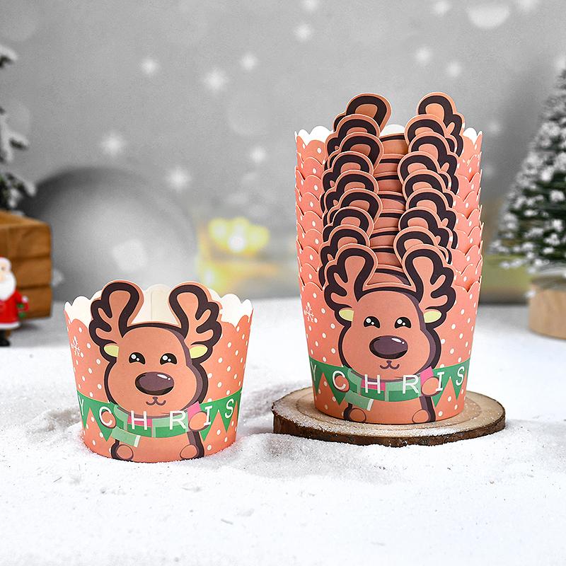 50Pcs Christmas Cupcake Linner Cartoon Santa Claus Muffin Paper Cups Christmas Party Cake Decoration Supplies Kids Favors