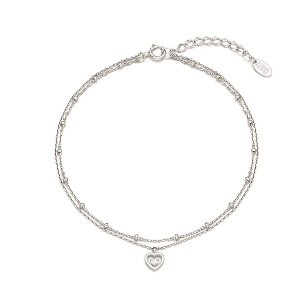 [Stonehenge] Silver Heart Anklet Sc1769