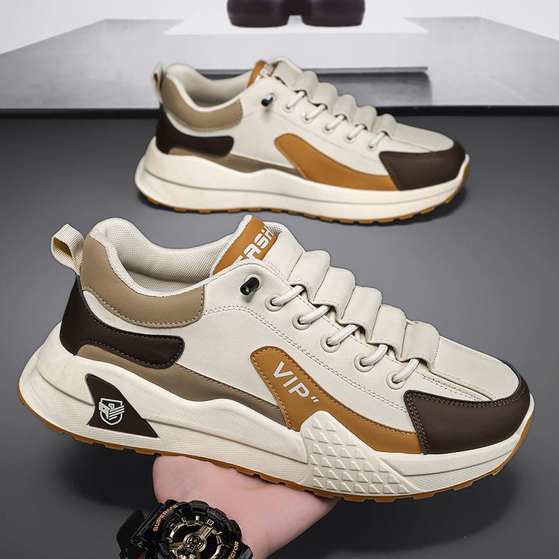 Men's shoes spring 2025 new student platform wear-resistant sports casual shoes men's trend versatile leather dad shoes