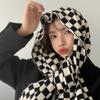 Checkerboard Scarf Women's Autumn and Winter Black and White Plaid Korean Style Literary Versatile Student Warm Scarf Trendy