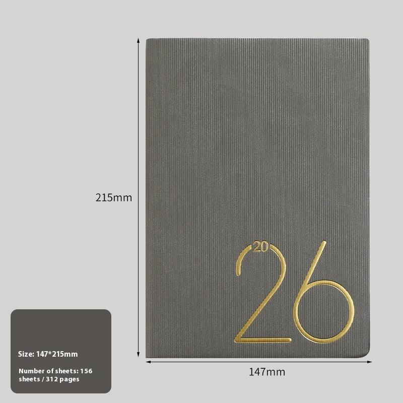 

1Pcs 12 Months Wear-Resistant 365 Days Efficiency Notebook With Bookmark Thick Paper English 2026 Schedule Planner Notepad серый