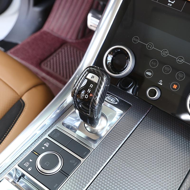 Car Gear Head Shift Knob Cover Trim ABS Carbon Fiber Auto Sticker For Land Range Rover Sport RR Sport 2018- Car Accessories