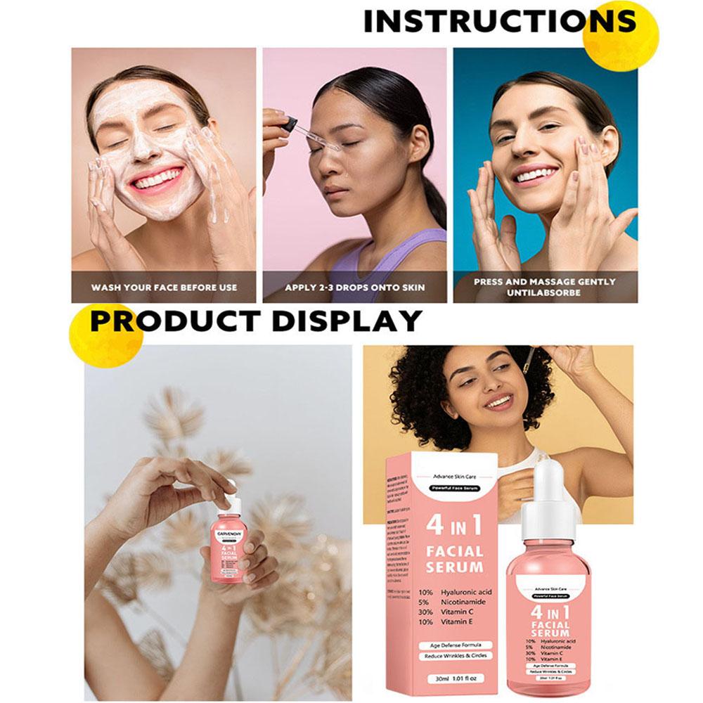 4 In 1 Face Serum Hyaluronic Acid Niacinamide Vitamin C Deep Reduce Fine Lines Moisturizing Lift Firming Beauty Skin Care