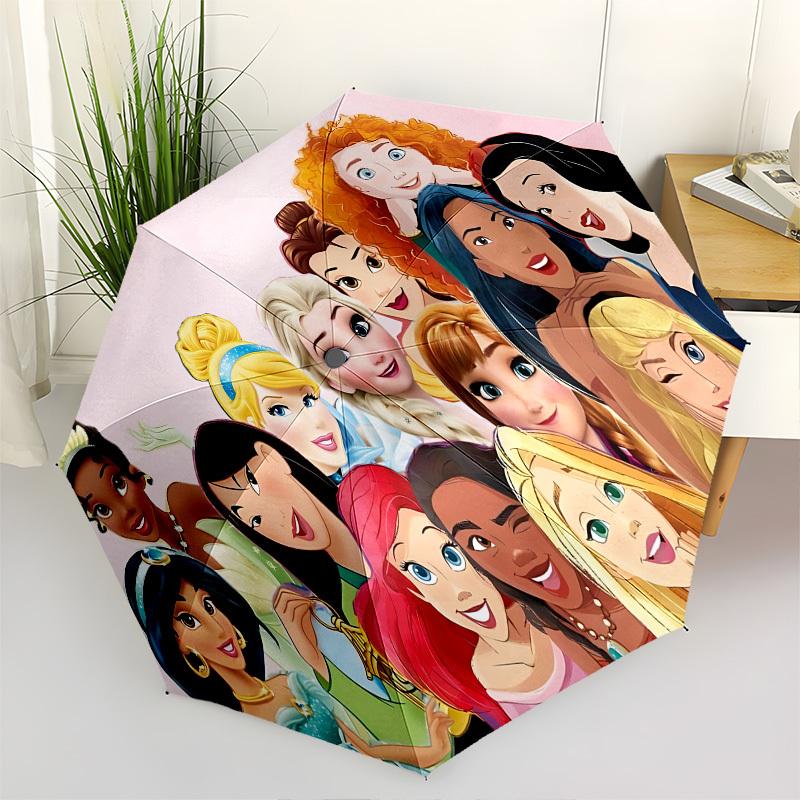 

Disney Princesses, Friendship Themed Automatic Opening and Closing Umbrella, Brightly Colored 8-rib Portable Umbrella, Suitable for Men and Women, A P