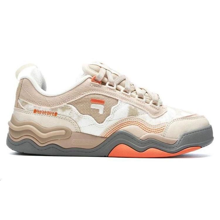 Fila Fusion Kick Wave Sole Sneakers Fabric Synthetic Leather Fashion Comfortable Low Top Women Sneakers Cassava-Powder T12W312201FTA