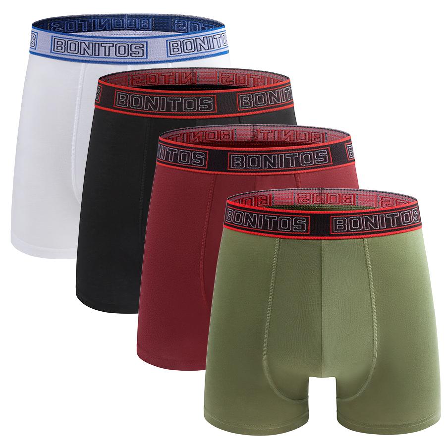 4 Pieces/pack Mens Polyester Boxer Briefs Letter Belt Men's Panties New Boxers Underwear For Man Shorts Sexy Men Underpants