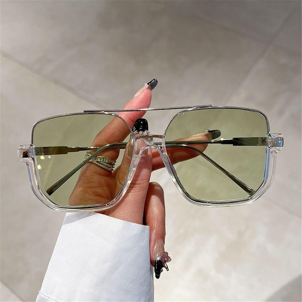 Half Square Frame Oversized Sunglasses Women Men Brand Design Fashion Shades Trendy UV400 Sun Glasses Trendy Ins Metal Eyewear